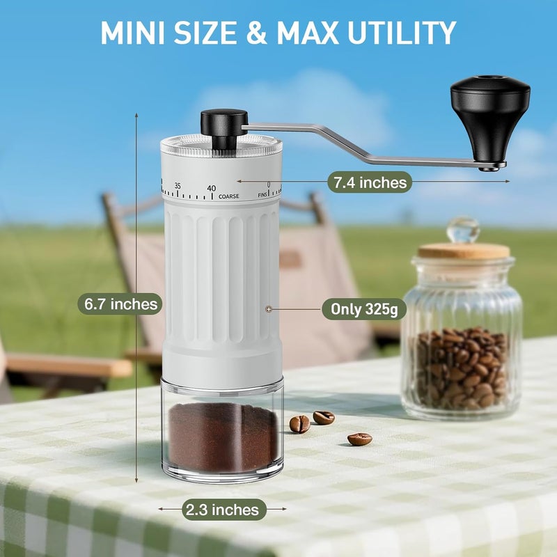 EZVING Mini Manual Coffee Grinder – 40 Adjustable Settings, Portable Hand Crank Mill with 30g Capacity, Conical Burr for Espresso, Pour Over, French Press | Perfect for Travel, Camping & Office - Image 2